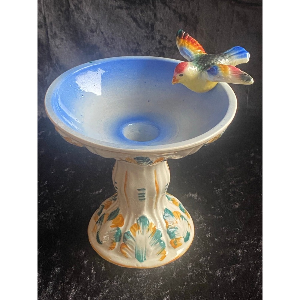 Vintage Bird Birdbath Candlestick Holder